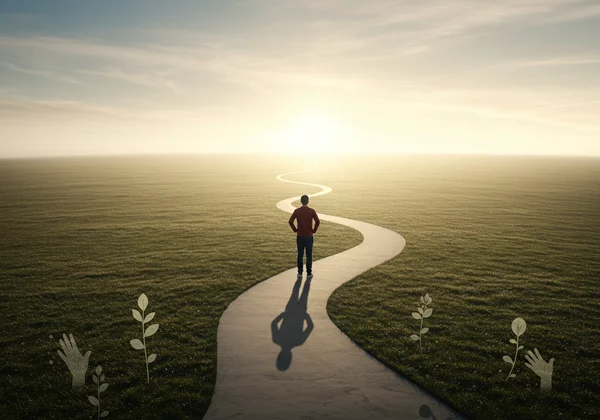 Persona sintiéndose empoderada, mirando hacia un futuro positivo