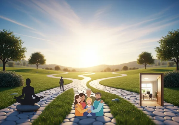 Pelbagai laluan melambangkan sokongan dan penyembuhan daripada kemurungan