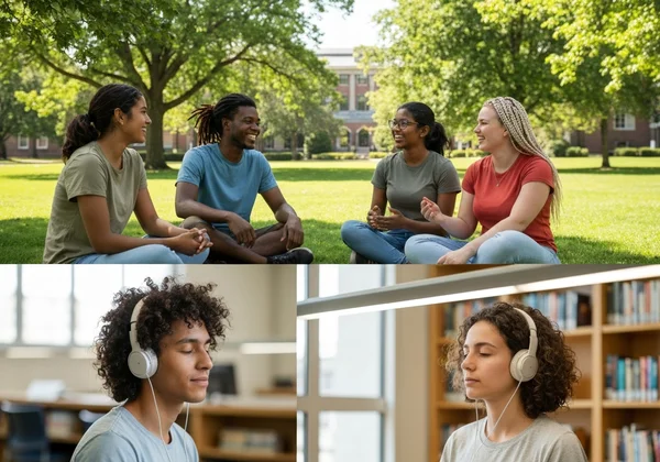 Pelajar pelbagai menyokong satu sama lain, mengamalkan penjagaan diri