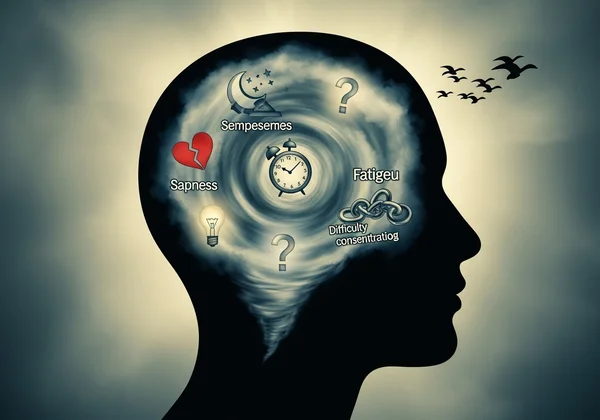 Fikiran yang bertindih melambangkan pelbagai gejala depresi