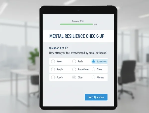 Online resilience test interface with questions